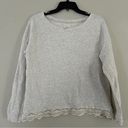 Lou & grey  Light Grey Lace Scalloped Hem Lightweight Crewneck Sweater Large Photo 0