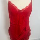 Pretty Little Thing Red Strappy Satin Gathered Midi Dress in Red Photo 5