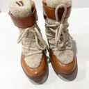 Coach  Monroe Leather Shearling Saddle Boots Lace Up Tan Snow Size 9.5 NEW Photo 3