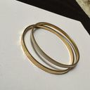 Monet  Lot Of 2 Skinny Bangle Bracelets 7 3/4 Inch Gold Tone 1 White Enamel Photo 0