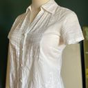 August Silk Y2K White Cotton Crochet Coquette Button Down Short Sleeve Top Photo 7