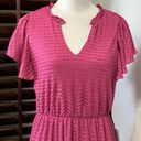 London Times  Womens Tiered A Line Dress Pink Stretch V Neck Cap Sleeve M New Photo 1