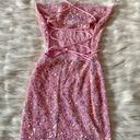 Lucy in the Sky Barbie Pink Sequins Velvet Strappy Lace Up Bodycon Mini Dress XS Photo 10