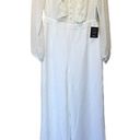 Lulus Lulu’s jumpsuit Clareese White Swiss dot ruffled long sleeve jumpsuit Medium NWT Photo 1