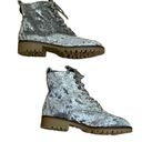 Qupid Gray Velvet Lace Up Ankle Boots Photo 5