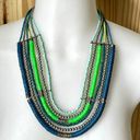 Vintage Blue  and Green Multi Strand Necklace, Teal Bead Six Strand Necklace Photo 3