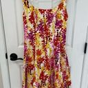 Jones Wear  Dress Yellow Pink Red Structured A Line 2000s Floral Womens Size 4 Photo 0