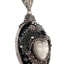 Onyx 925 Silver Sajen Goddess Face Mother of Pearl PENDANT Black Obsidian  Gems Photo 6