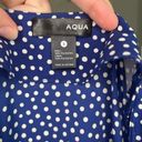 AQUA Blue and White Polka Dot Ruffled Wrap Dress Size Small Photo 6