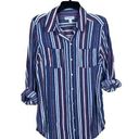 kim rogers  3/4 Sleeve Striped Front Pockets Button Up Blouse - Size Small Photo 0