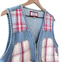 Women’s Vintage J J Fargo denim plaid patchwork zip up vest Blue Size M Photo 1