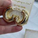 Do Everything In Love NWT 14K GP “ ” puffy hoop earrings Photo 2