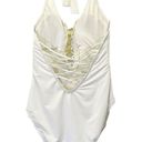 Bleu Rod Beattie  Lace-Up Halter One Piece Swimsuit Coconut Ivory & Gold Size 10 Photo 2