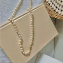 American Vintage Vintage “Mairi” Champagne Pearl Necklace 25” Gold Marquise Fishhook JAPAN Classic Photo 2