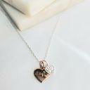 DOUBLE Heart necklace chain embossed "Love You" Gold and Silver Tone w/ CZ Photo 12