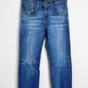 R13  Straight Boy Cropped Distressed Jeans in Durham Blue Wash Size 28 Photo 2