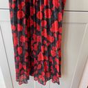 The Kooples  Floral Pleated Black Red Absract Roses Maxi Longsleeve Dress Scarf Photo 7