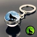 Howling Wolf Glass Keychain/Bag Charm New in Packaging Blue Photo 0