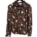 Bohme  Brown Floral Lightweight Blouse Small Photo 0