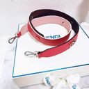 Fendi Authentic  Calfskin Strap You Red Pink & Maroon Tri-Color Bag Strap Photo 10