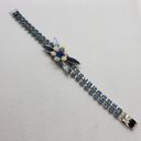 Vintage Blue  & Silver Rhinestone Flower Bracelet Photo 4