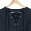 360 Cashmere  x Rocky Barnes Dylan Lace Up V-Neck Cashmere Sweater Black Size S Photo 1