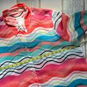 Chico's Chico’s Watercolor Striped 3/4 Tie-Sleeve Button Down Chiffon Shirt Size 3 XL Photo 6