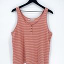 Sonoma  Striped Henley Scoop Neck Tank Pink Orange XL Photo 0