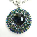 Large Sparkly Starburst Aurora Borealis Rhinestone Brooch Necklace Plus Size Inc Blue Photo 0