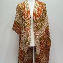 Avenue Zoe Rust Orange & Beige Boho Open Front Draped Kimono Wrap One Size Photo 2