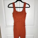 Daisy  Orange Ribbed Stretchy Fitted Jumpsuit Bodysuit Catsuit Tank Scoop Neck M Photo 4