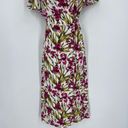 June & Hudson Women's Floral Wrap Dress Maxi Spring Tie Back Red White Size larg Size L Photo 4