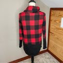 White Birch Red Black Buffalo Plaid Color Block Turtleneck Sweater Top Small Photo 2