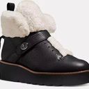 Coach  Leather City Hiker Platform Shearling Bootie Black/Cream 6.5 Photo 0