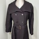 Cole Haan  Wool Blend Trench Coat Jacket Size 10 in Dark Brown Double Brest Photo 4