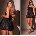 Pretty Little Thing NWT  black sequin puffball Bubble Hem shift dress Size Medium Photo 1