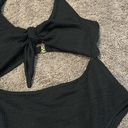 One Piece Black textured cut out halter  swimsuit Photo 6