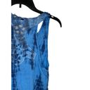 One World  Women Dress Midi Tie Dye Ruffle U-Neck Sleeveless Racerback Blue Large Photo 7