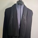 DKNY  Sequin Collar Open Front Cardigan Black Photo 2