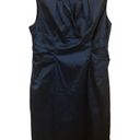 Adrianna Papell  pleated embellished navy blue shimmer evening dress, midi, 14 Photo 0