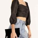 J.Crew  Ruched Puff Sleeve Sweetheart Neck Crop Top Black 10 Photo 0