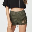 LF  Carmar Distressed High Waist denim shorts Olive Green Size 29 Photo 0