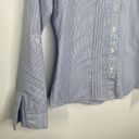 Polo  Slim Fit Blue Pinstripe High Neck Button Front Shirt Women's Size Small S Photo 2