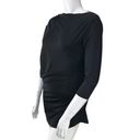 Natori  Womens Size L Tunic Asymmetrical Sleeve Ruched Boat Neck Top Black Photo 3