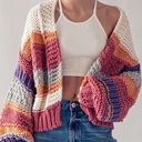 Debut Boutique Colorblock Stripe Chunky Knit Cardigan Photo 0