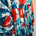 Talbots Fit & Flare Dress 14 PETITE Red White Blue Midi Pleated Floral Paisley Photo 3