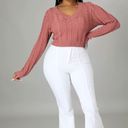 Love Tree  | Mauve Crop Ribbed Knit Chunky Sweater Dusty Rose Top Size Medium Photo 8