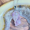 Fluorite clear purple banding yellow cherub child angel pendant carving necklace Photo 0