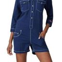 Denimist Cowboy Romper 3/4 Length Sleeves Dark Wash Western Pearlized Buttons M Photo 0