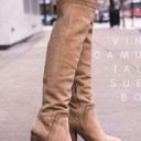 Vince Camuto Leather Suede Madolee Western Over Knee Boots 7 Taupe Tan Cowboy Photo 0